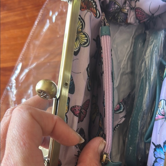 Anuschka Blue Leather Wristlet Clutch with Pebbled Texture - Picture 9 of 12